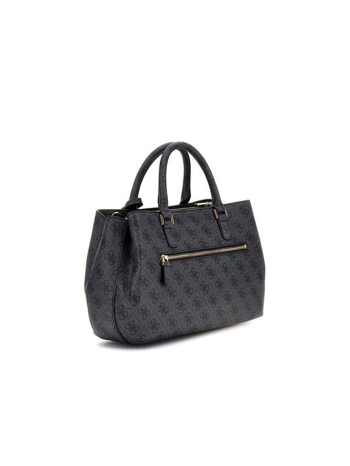 GUESS Handtas Schoudertas Katya Girlfriend Satchel Coal Logo Donkergrijs