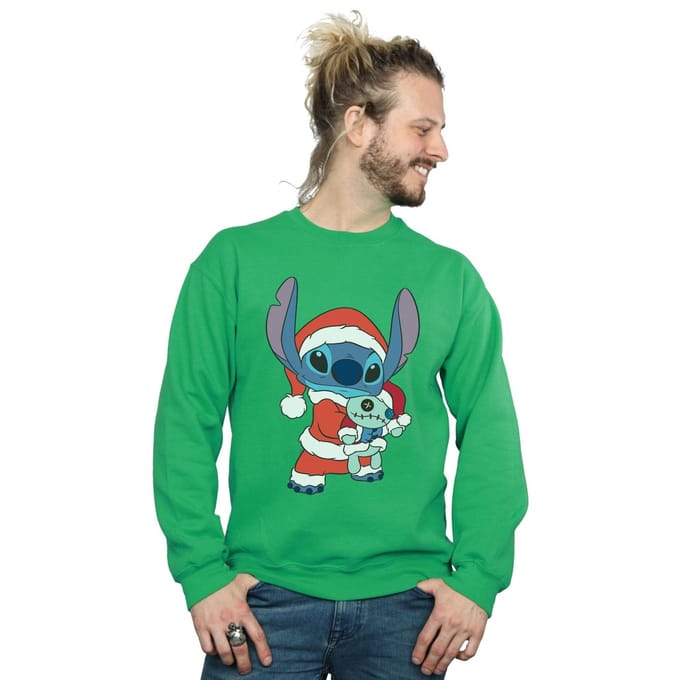 Disney Heren Lilo en Stitch Kerst Sweatshirt (Iers Groen)