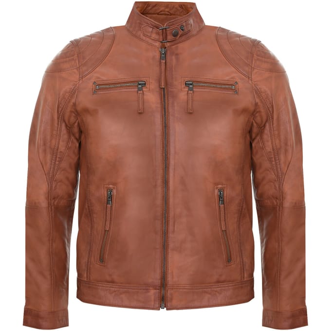Leren biker racejack met rits