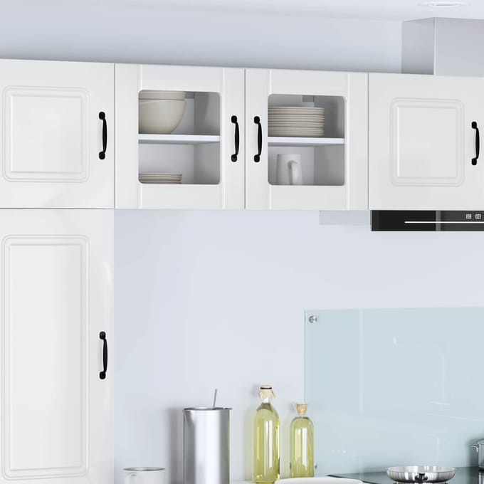 vidaXL - Wandglas - Kasten - LUCCA - Hoogglans - Wit - 40 - x - 31 - x - 40 - cm