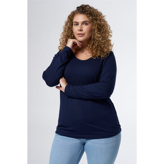 MS Mode Top Top met lange mouwen en v-hals