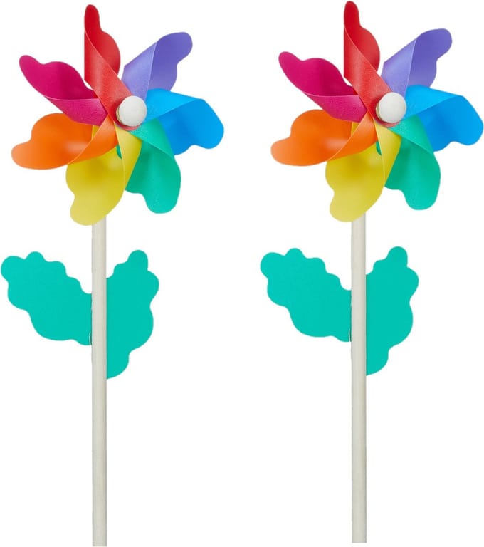 Cepewa Windmolen tuin/strand - 2x - Speelgoed - Multi kleuren - 48 cm - Windwijzer