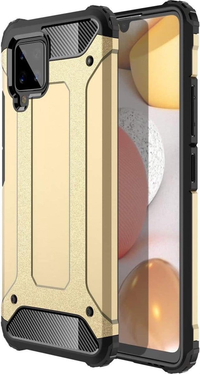Hoesje Geschikt voor: Samsung Galaxy A42 4G Armor Hybrid - Goud