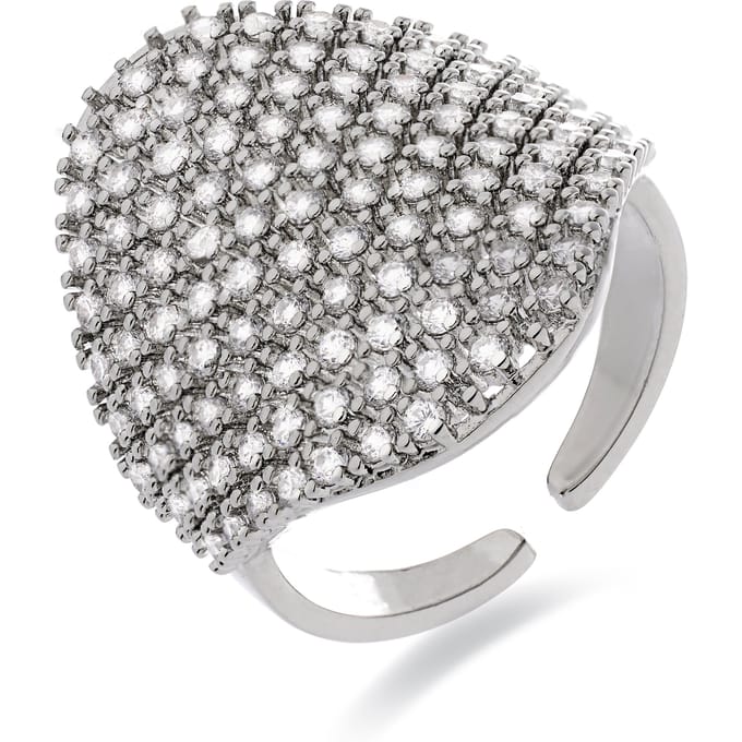 Luxenter Ring met glanzende zirkonia, afwerking in rhodium - Idoi