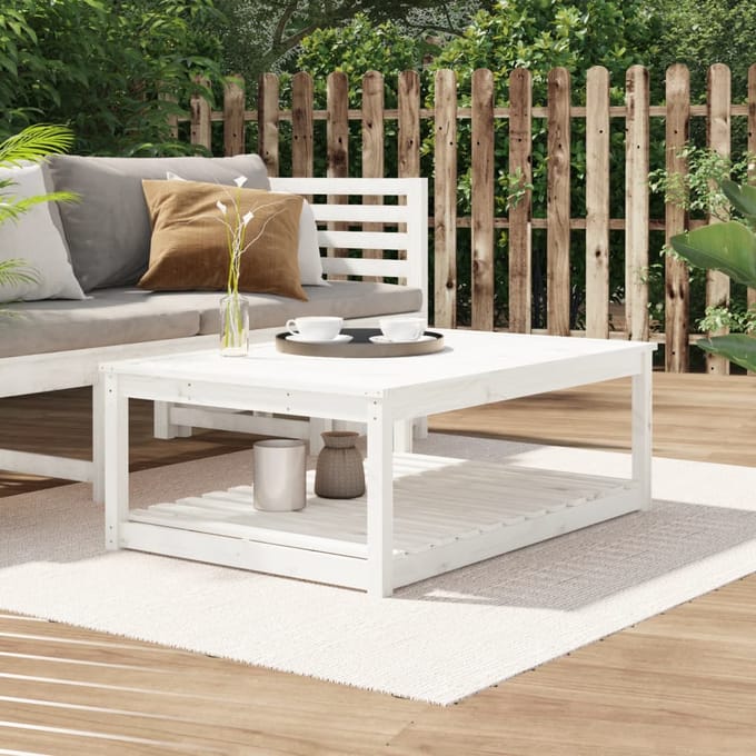vidaXL - Tuintafel - 121x82,5x45 - cm - massief - grenenhout - wit
