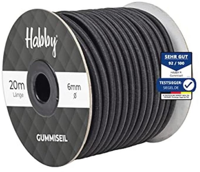 Hoogwaardig Elastisch Spanrubber voor Dekzeilen - Zwart, Diameter 6 mm