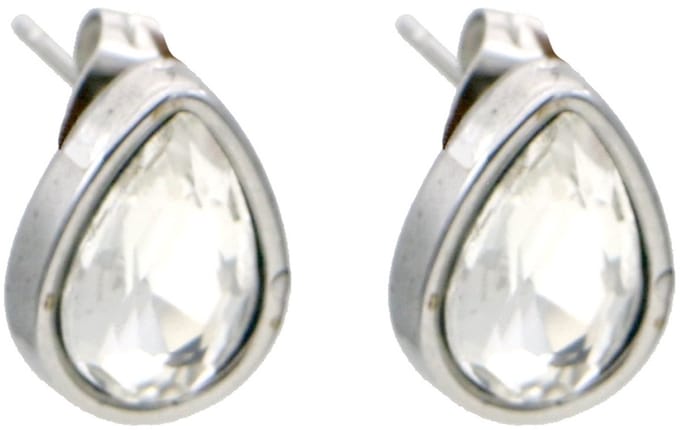 Oorbellen - RVS - studs kristal - 1,5 cm - wit