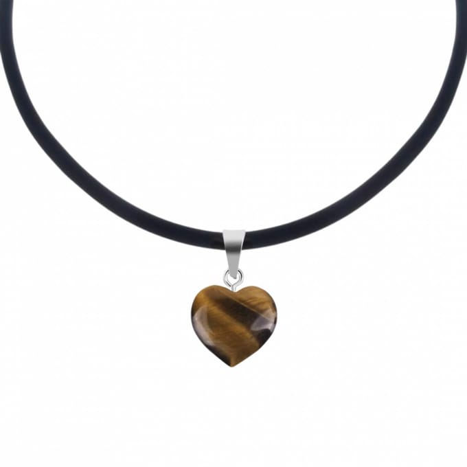Koordketting-Hartje-Natuursteen-Tijgeroog- 45 cm