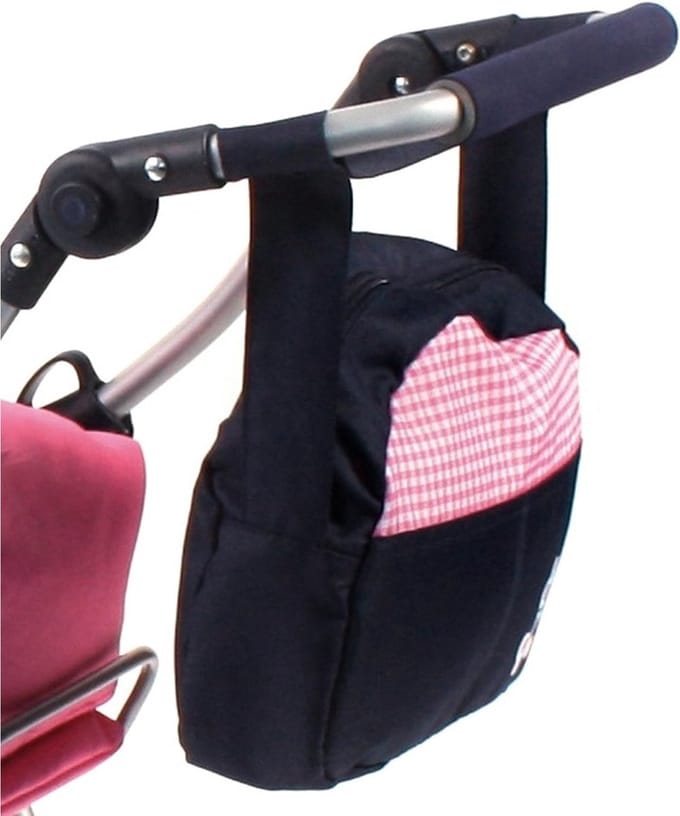 Luiertas voor poppenwagen. Navy met Vichy-motief