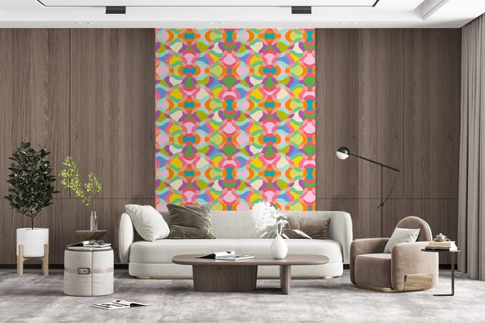 Behang - Fotobehang Design - Abstract - Kleuren - Retro - Breedte 145 cm x hoogte 220 cm
