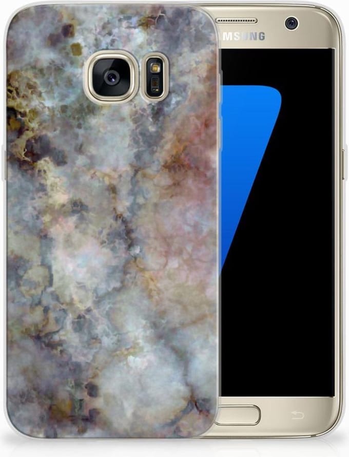 Samsung Galaxy S7 TPU Siliconen Hoesje Marmer Grijs