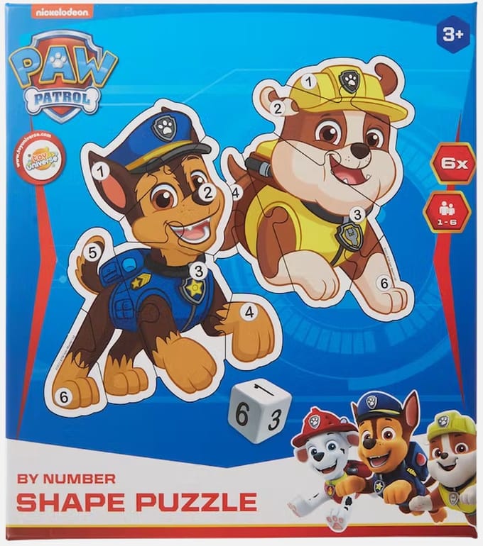 Paw Patrol vorm spelpuzzel - Blauw/Geel - 6 stukjes - Legpuzzel shape puzzle