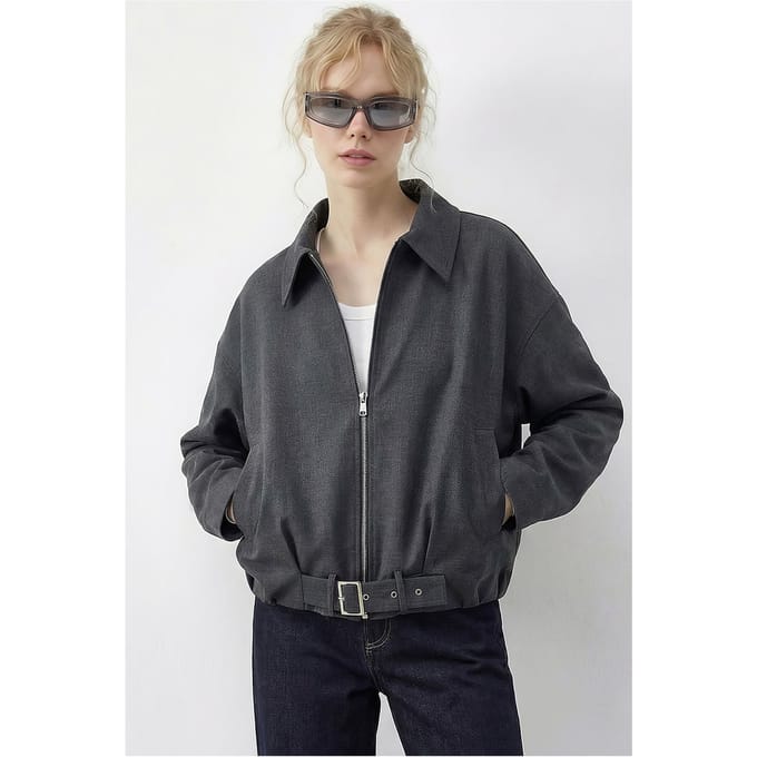 Gevormde Oversized Bomberjack met Riem