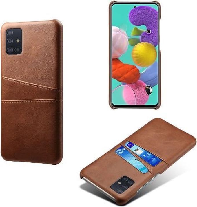 Back Cover met Opbergvakjes + PMMA Screenprotector voor Galaxy A71 _ Donkerbruin