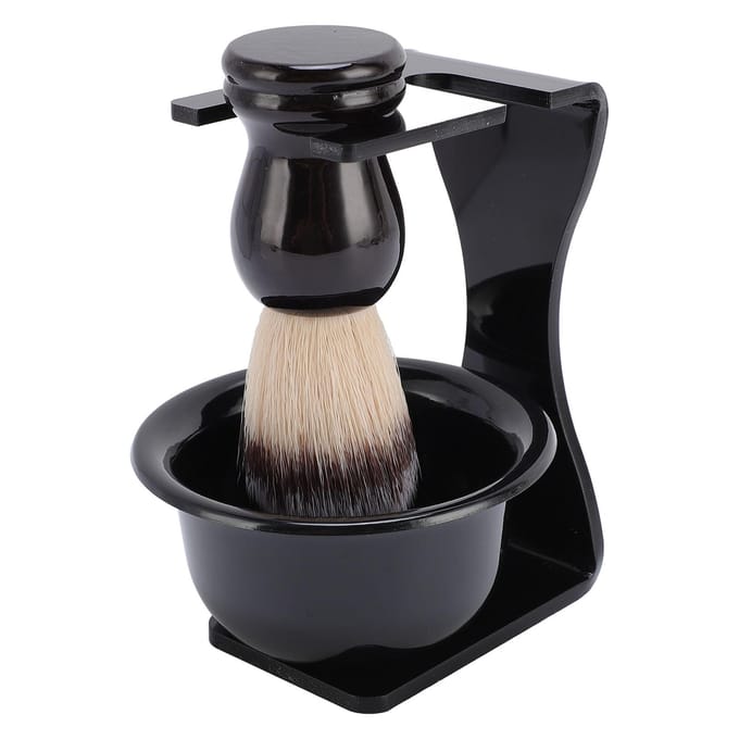 Heren Scheerkwast Set Draagbare Scheerkwast Scheerkom Houder Standaard Set voor Reizen black