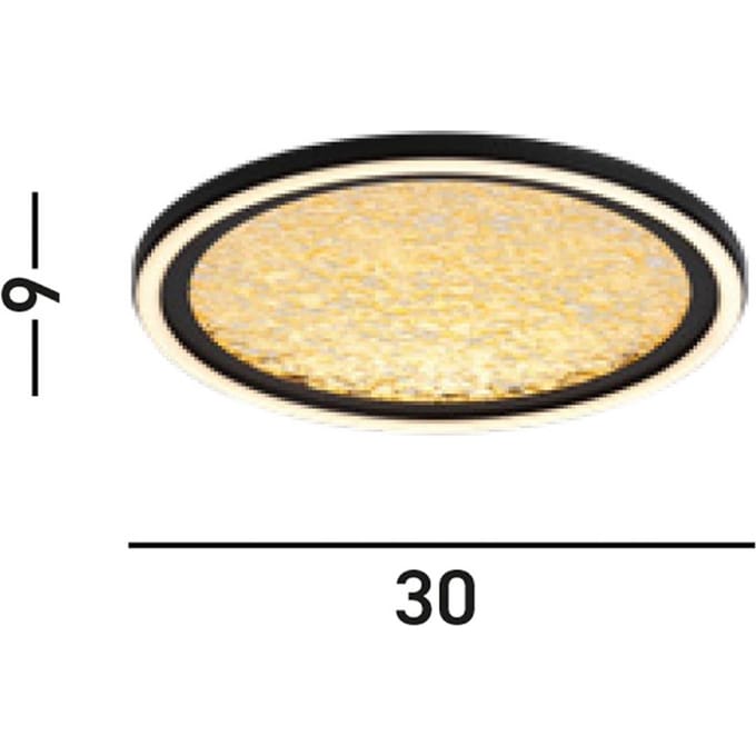 Searchlight LED plafondlamp Luna, Ø 30 cm, zwart/goudkleurig, metaal