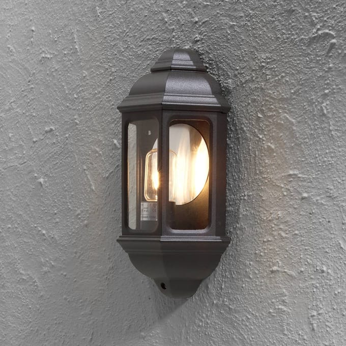 Konstsmide - Cagliari wandlamp flush 36cm 230V E27 - matzwart