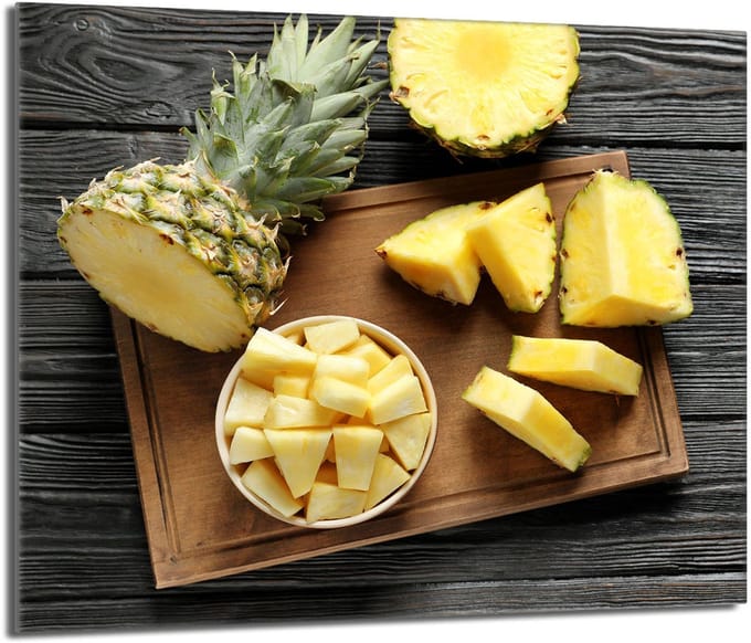TMK ArtDeko - Snijplank van Gehuld Glas - 60x52 cm - Ananas