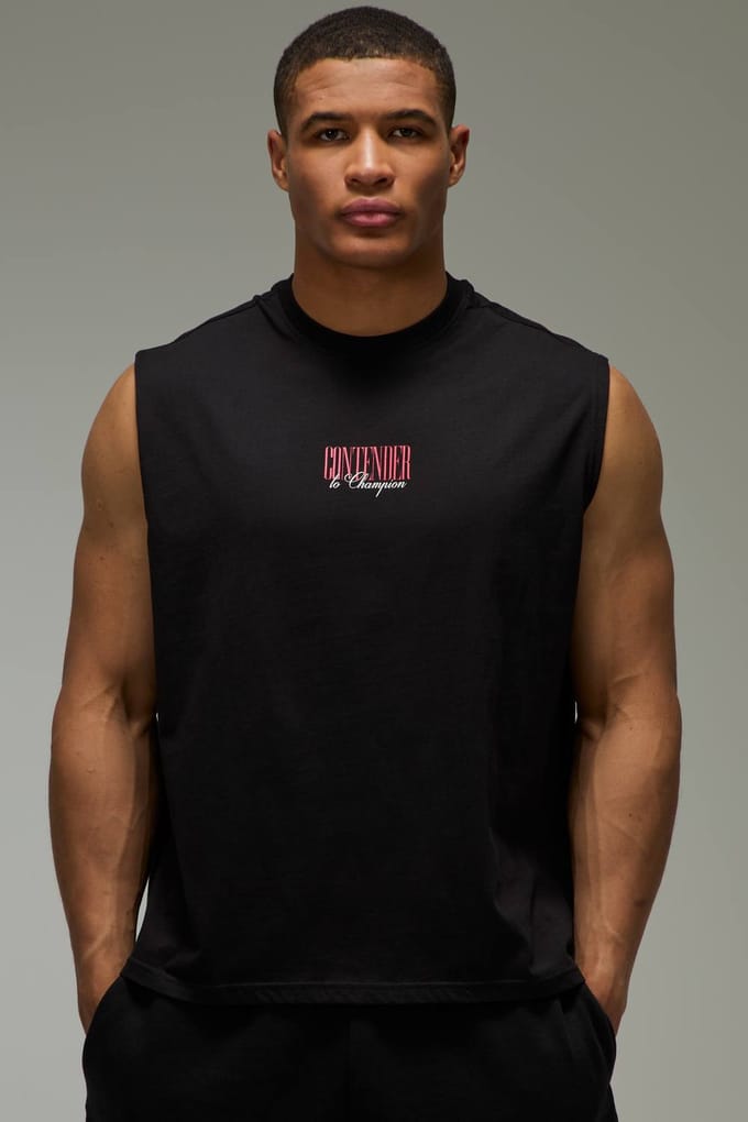 Man Active Boxing Regular Fit Tank Top | Black | Size Medium