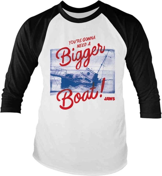 Jaws - You're Gonna Need A Bigger Boat Raglan top - M - Wit/Zwart
