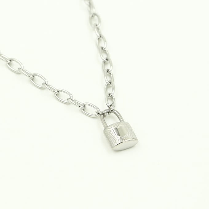 Michelle Bijoux Collier Slot stralend hart Zilver
