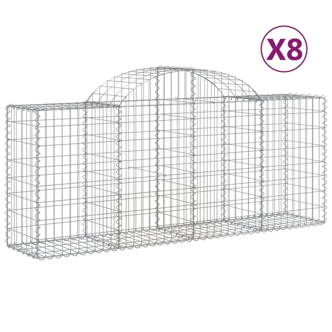 vidaXL - Schanskorven - 8 - st - gewelfd - 200x50x80/100 - cm - gegalvaniseerd - ijzer
