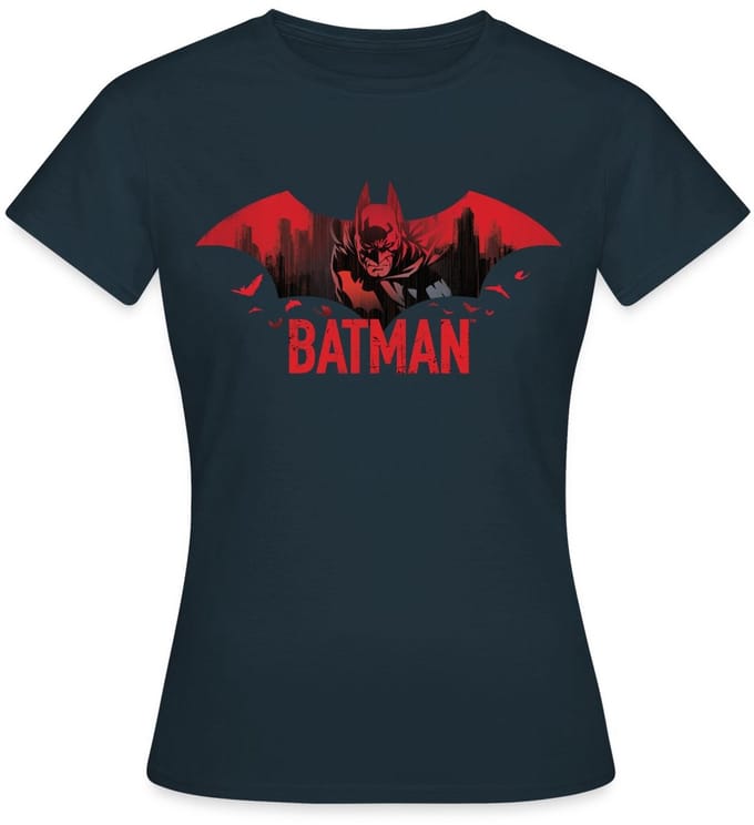 Batman Met Vleermuizen En Rood Batman-Logo T-Shirt Dames