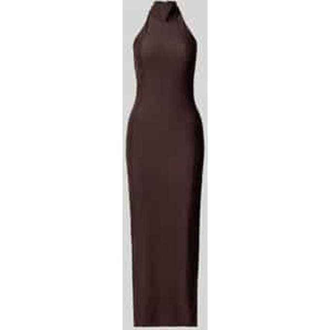 slim fit avondjurk met opstaande kraag
