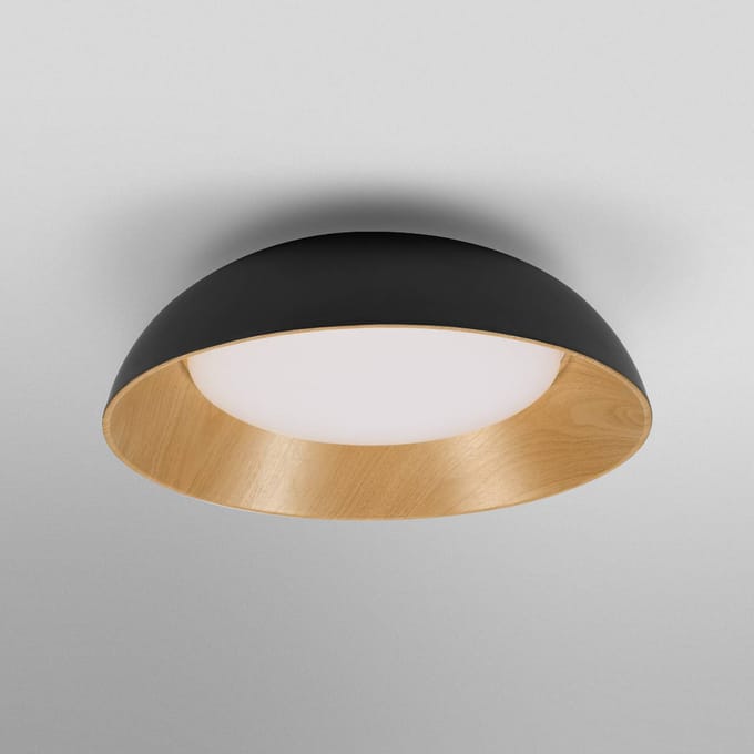 OSRAM LED plafondlamp ORBIS ALVA, zwart/houtdecor, Ø 51 cm