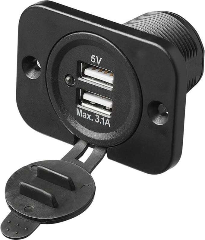 ProPlus USB inbouwdoos - tweevoudig - 3100mA - 12V/24V - Ø 29 mm