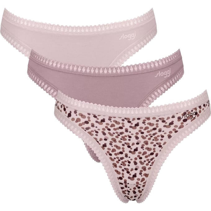 Sloggi Women GO Crush String (3-pack) - dames string - lichtroze - mauve - print