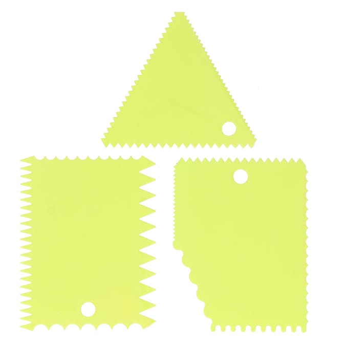 3 STUKS/Set Taartcrème Schraper Gebakssnijders Schraper Irreguliere Tanden Rand DIY Gladmaker Wit groen