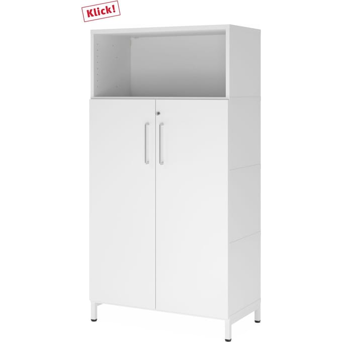 FlexWall | 4 OH | deuren + kast | met sokkelframe - Wit/Wit