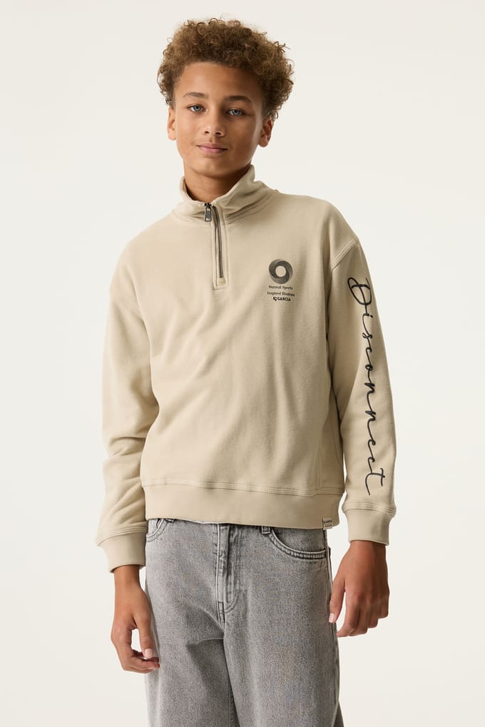 GARCIA Jongens Tekst Print Sweater Bruin Lange mouw