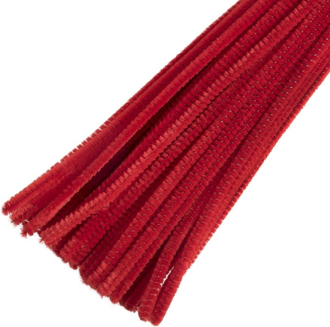 Knutseldraad Chenille Stengels Rood 30cm (30 Stuks)