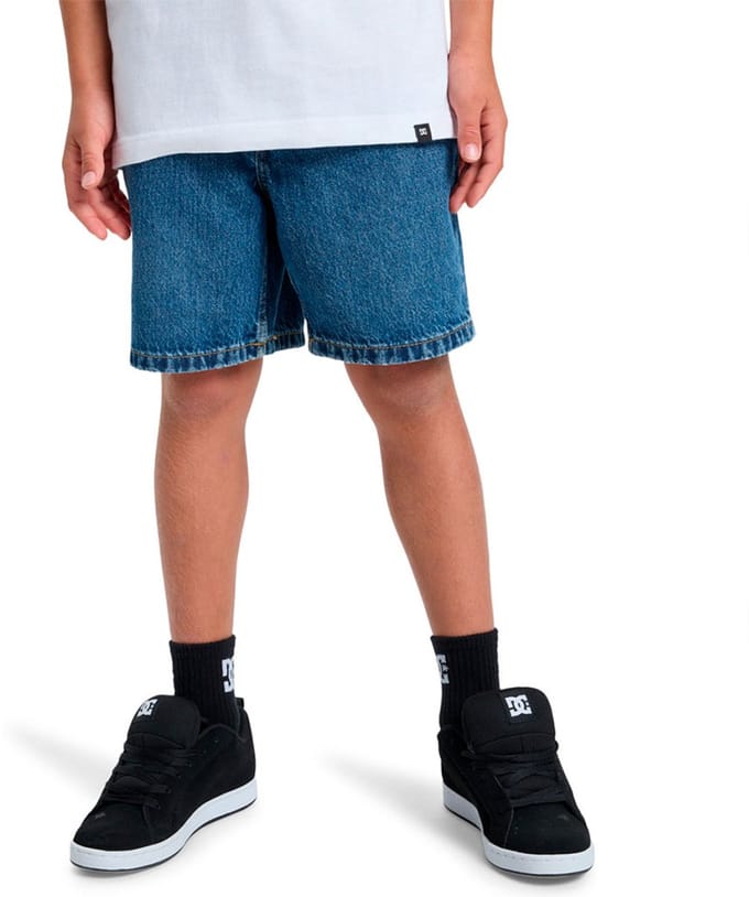 Dc Shoes Workerbaggy Korte Jeans Blauw 14 Years Kinderen