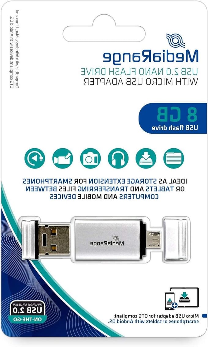 Geheugenkaart - USB stick - Data opslag - Dubbele aansluiting - 8GB - Zilver