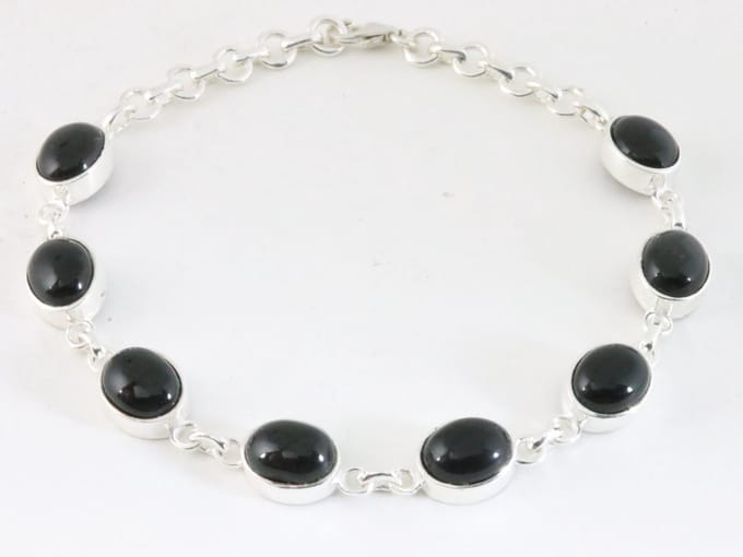 Hoogglans zilveren armband met onyx