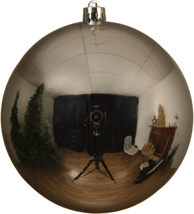 Decoris Kerstbal kunststof D14cm zilver dia14.00cm