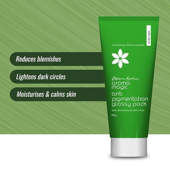 Aroma Magic Anti Pigmentation Glossy Face Pack| 5 powerful natural extracts |Fade Pigmentation,Blemishes & Dark circles|100gm Pack of 1 green