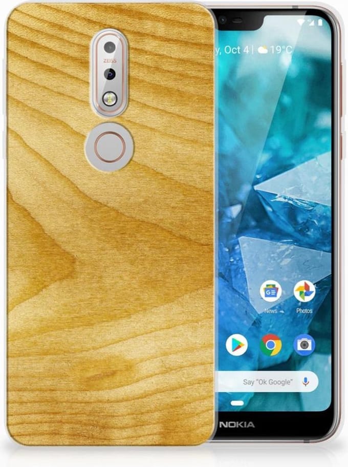 Nokia 7.1 Bumper Hoesje Licht Hout