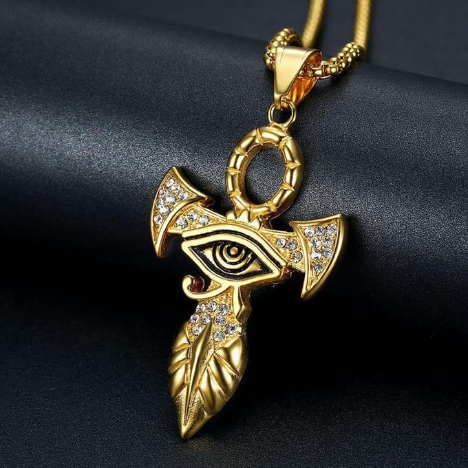 Nieuw Sieradenlegering Diamant Oog van Horus Ankh Kruis Hanger beige