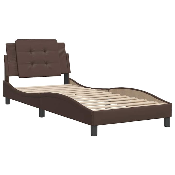 vidaXL - Bedframe - zonder - matras - "Zadar" - kunstleer - bruin - 80x200 - cm