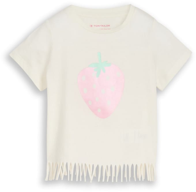 Tom Tailor - T-shirt met franjes - Maat 92/98 - Wool White
