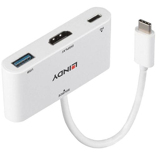 LINDY USB-C Adapter [1x USB-C stekker - 1x HDMI-bus, USB 3.2 Gen 1 bus A (USB 3.0)] 43340 0.18 m