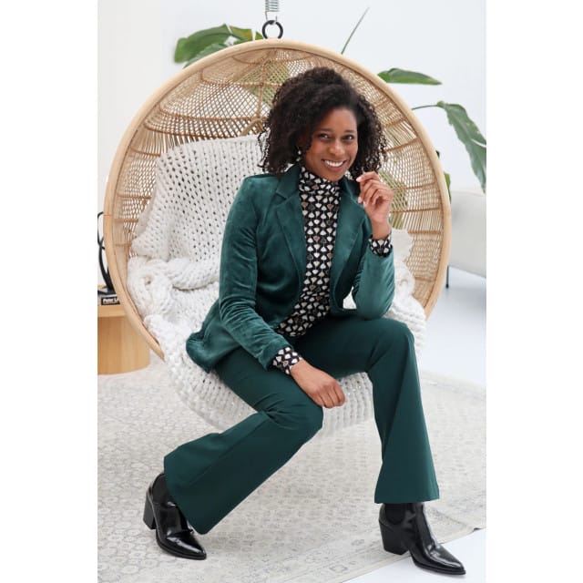 Helena Hart 7425uni blazer velour midi uni green