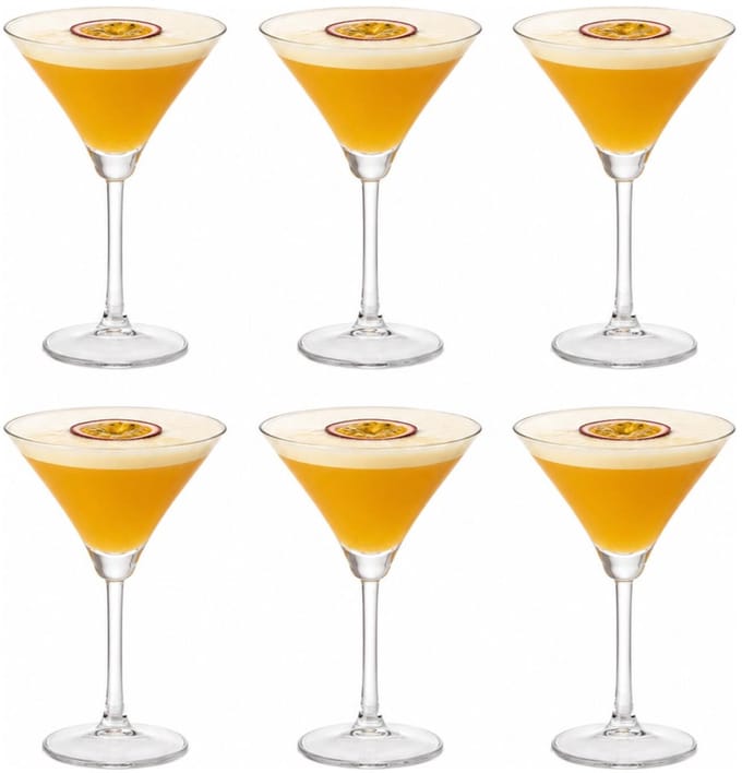 Vivalto Martini glazen set - 6x - glas - 260 ml - cocktail glas - klassiek model