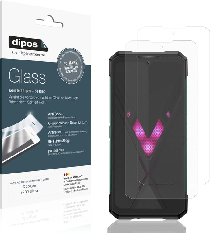 dipos – 2x Matte Pantserfolie geschikt voor Doogee S200 Ultra | 9H Screenprotector