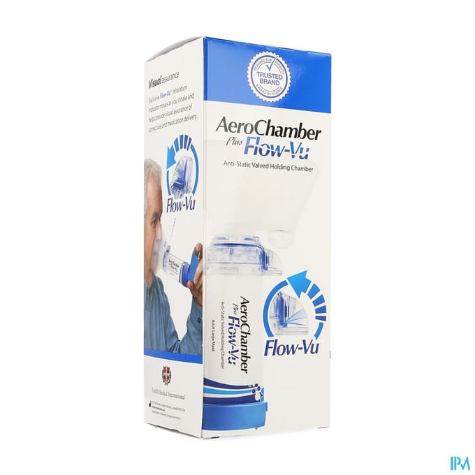 Aerochamber Plus Anti-Statisch + Flow-Vu-Masker Volwassenen 1 Apparaat