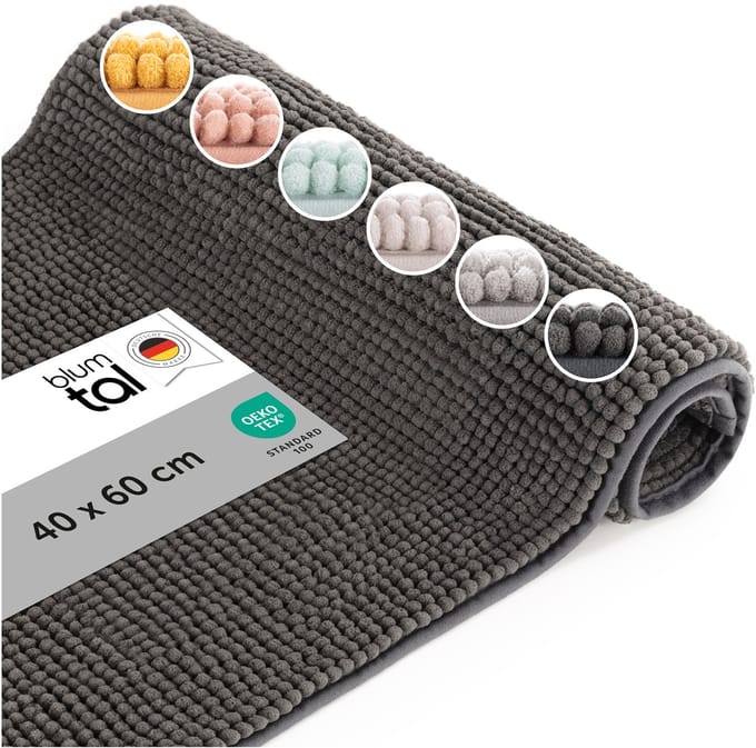 Blumtal Badmat - Anti-slip Badmat - Chenille Zachte Badmat - 40 x 60 cm - Donkergrijs
